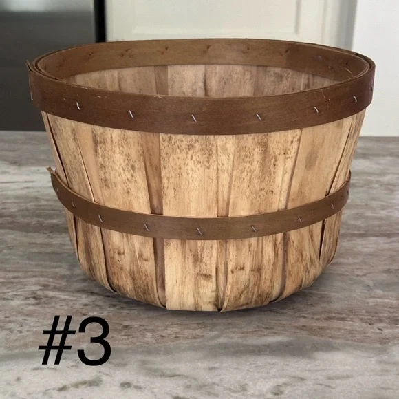 Set of 5 Fall Harvest Rustic Wooden Bushel Baskets- Fall Planter / Apple Picking - Picture 4 of 13
